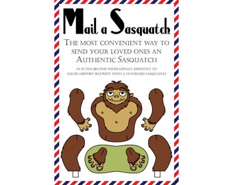 Mail a Sasquatch Postcards, Cut-Out Sasquatch Postcard Set (8 Pack)