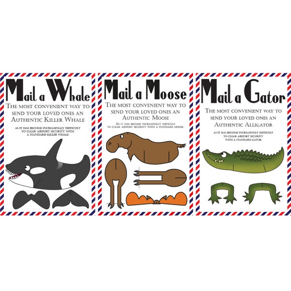 Choose any 4 postcards - Funny cut out postcards set