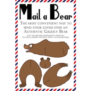 Cartes postales d'ours, lot de 8 cartes postales "Mail a Bear" (Grizzly)