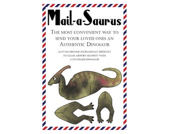 Mail a Saurus Postcards, Cut-Out Dinosaur Postcard Set (8 Pack)