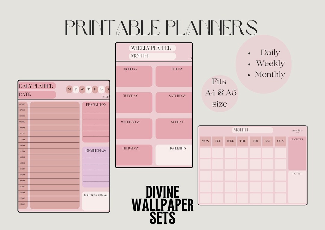 Printable Planner in Coquette Pink Tones | Daily, Weekly, and Monthly ...