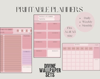 Printable Planner in Coquette Pink Tones | Daily, Weekly, and Monthly Planner Pages | Instant Download