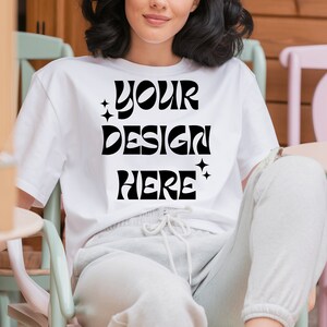 Minimal Design White T-Shirt Mockup,Elegant ,Simple,T-Shirt in the Foreground