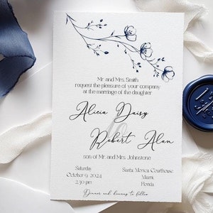 Benutzerdefinierte 5x7 Hochzeitseinladungen Luxuriöses 100 Pfund Papier - personalisierte minimalistische Hochzeitskarten Hochzeit lädt schöne moderne Boho ein