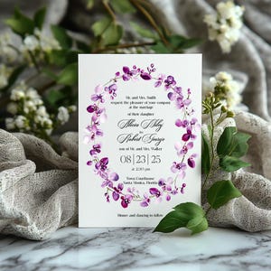 Niestandardowe zaproszenia ślubne 5x7 Luksusowe kwiaty akwarelowe Karty ślubne Zaproszenia ślubne Piękne boho rustykalne pastelowe ramki Orchidee