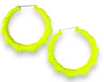 Electric Neon Yellow Bamboo Hoops