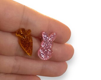 Glitter Carrot and  Bunny Earrings