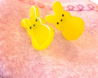 Canary Yellow Peep Bunny Earrings
