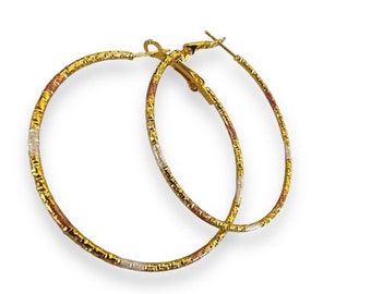 Etched 18k gold dipped Hoops