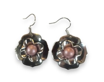 Pansies and Pearls Earrings