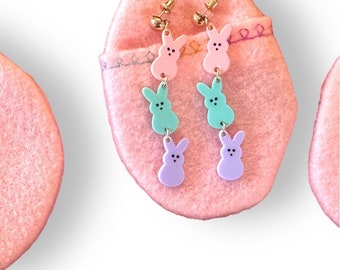 Peep Bunny Earrings in Pastel’s