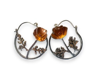 California Poppy Hoop Earrings