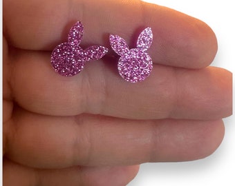 Purple Glitter Bunny Earrings