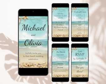 Beach Wedding Video Invitation Template Animated Seaside Wedding Invitation Destination Beach Invitation Digital Template Customisable Canva