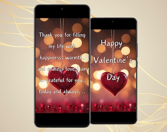 Valentine's Day Animated Electronic Digital Greeting Card Valentine's Day Video Mobile Virtual ECard Instant Download with Free Template