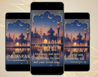 Eid Mubarak Video Electronic Digital Greeting Card Virtual Eid Kareem Wishes Animated Mobile Ecard Instant Download Happy Eid Greeting Card