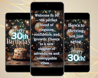 Happy 30th Birthday Video Digital Greeting Card Animated Mobile 30th Birthday eCard FREE Editable Canva Template Virtual Birthday Message