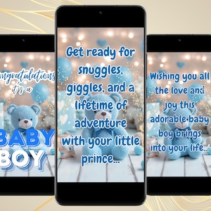 Animated Baby Boy Congratulations eCard It&#39;s a Boy Digital Video Greeting Card with Music Mobile Friendly Virtual Card for New Parents