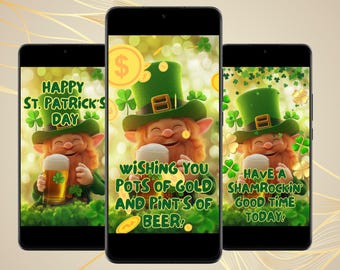St. Patrick's Day Video Electronic Digital Card Animated Mobile Happy St.Paddy's Day ECard Lá Fhéile Pádraig Sona Duit Instant Download