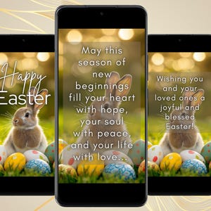 Animierte digitale Video Grußkarte zu Ostern mit Musik Virtuelle Frohe Ostern E-Card Pascha Mobile E-Card Kostenlos bearbeitbar Canva Vorlage