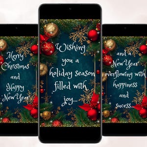 Cartão de felicitações de Natal e Ano Novo digital Download instantâneo Cartão de felicitações animado para celular com videoclipe Cartão eletrônico festivo de feriado