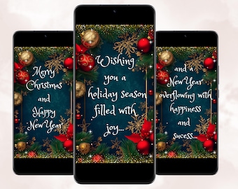 Digital Christmas New Year Greeting Card Instant Download Animated Mobile Greeting Card with Music Video Holiday Festive Electronic Card