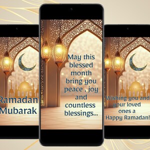 Ramadan Mubarak Animierte elektronische Digitale Grußkarte Virtueller Ramadan Kareem Wünsche Video Mobile Sofortiger Download Kostenlos bearbeitbare Vorlage