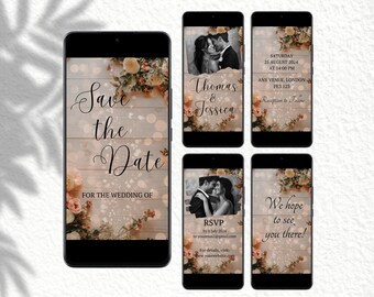 Animated Wedding Invitation Video Digital Template Christmas Fall Autumn Theme Wedding Invitation Mobile Video Template Editable in Canva