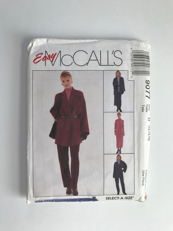 1990s UNCUT Mccall's Easy Sewing Pattern 9077 Womens Loose | Etsy