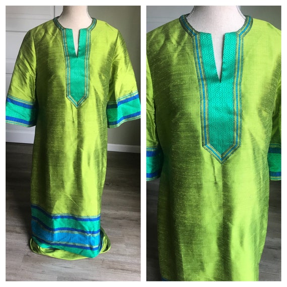 60s Vintage Retro Star of Siam Womens Silk Caftan