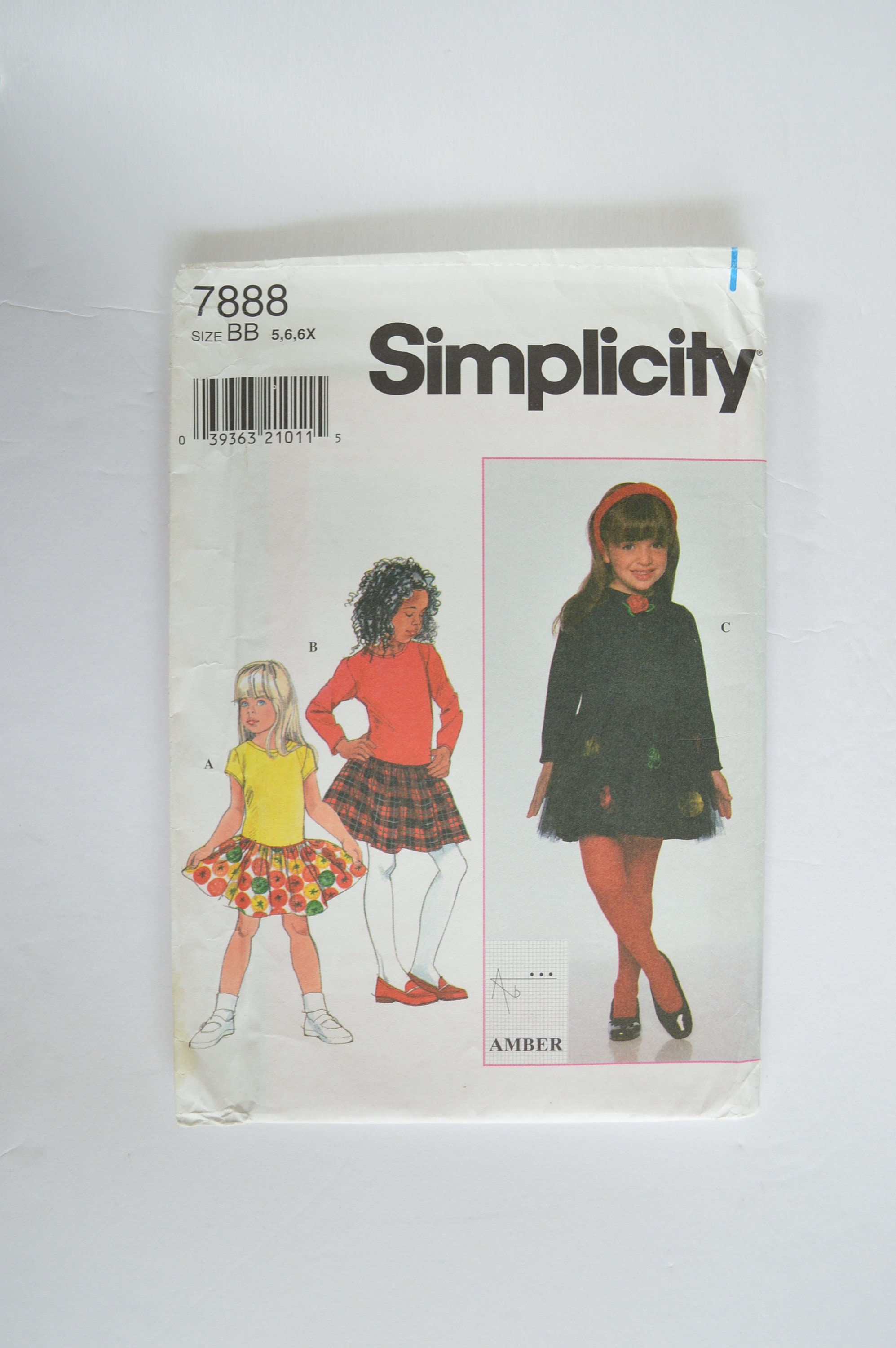 2000s UNCUT Simplicity Sewing Pattern 2157 Childrens Girls Sleeveless Short Long Sleeves Dress Jumper Yoke Vest Size 12,1,2,3