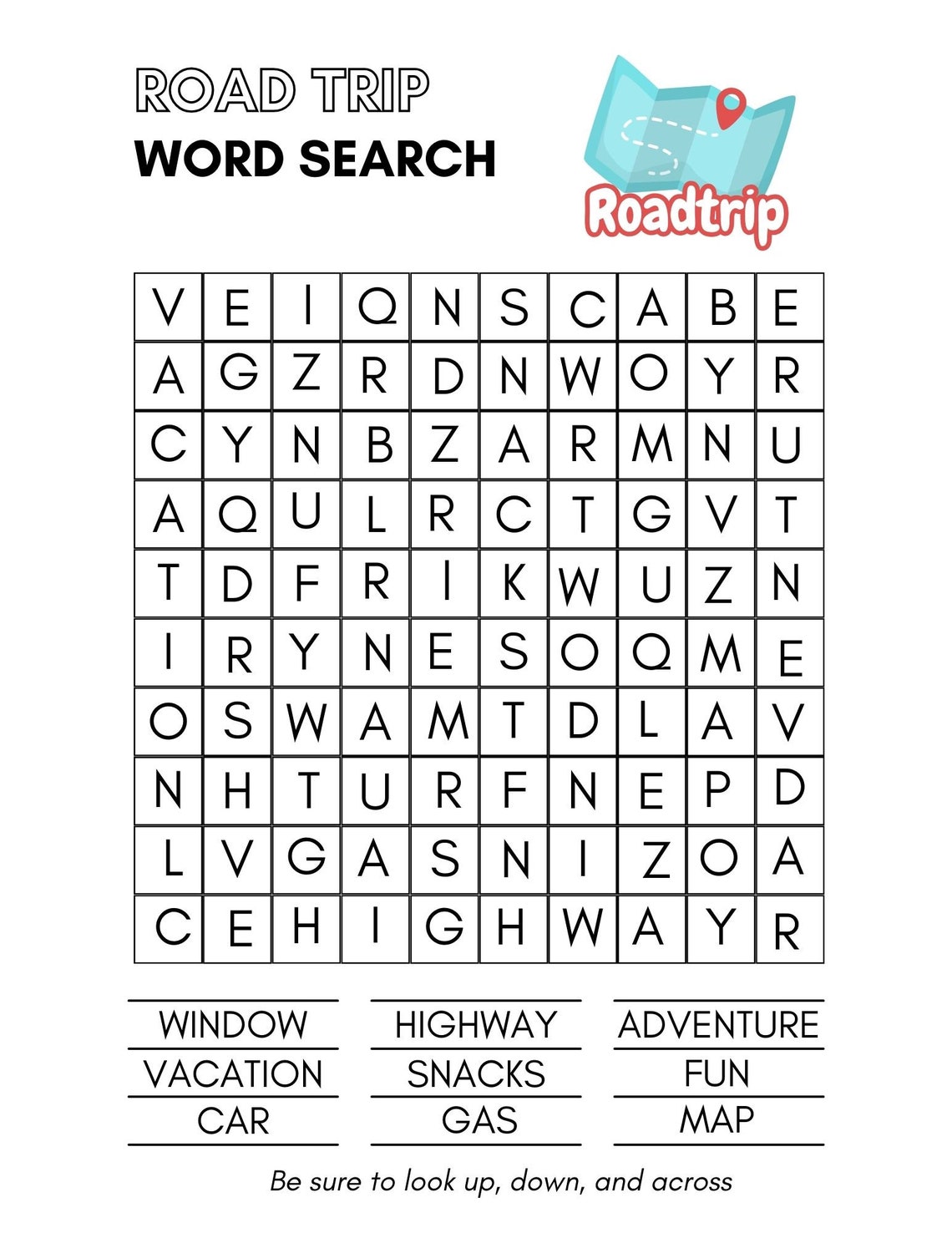Road Trip Word Search Etsy