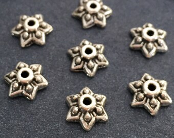 Antique Silver Bead Caps 25 pcs, Tibetan silver caps 9mm, Jewelry Making Suppplies Bead Caps