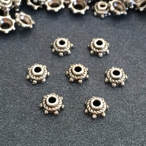 Antique Silver Bead Caps 50 pcs, Tibetan silver caps 5mm