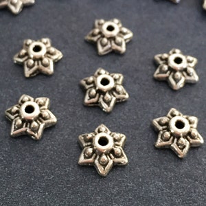 Antique Silver Bead Caps 25 pcs, Tibetan silver caps 9mm, Jewelry Making Suppplies Bead Caps