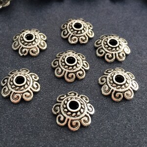 Bead Caps Antique Silver 25 pcs, Tibetan silver caps 10 mm, Jewelry Making Suppplies Bead Caps
