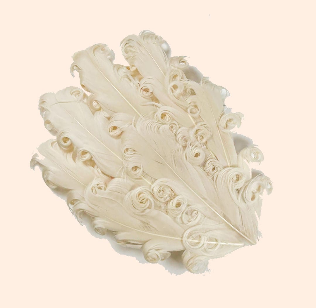 Feather Padding CLOSING SALE Ivory Curly Feather Pads, Goose Feather Craft Supply for ...
