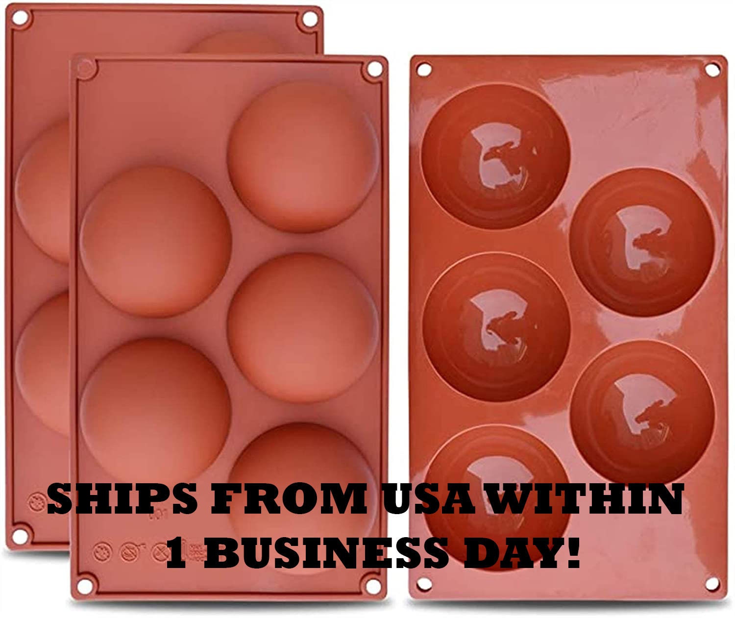 Large Chocolate Bomb Silicone Mold, Ship from USA, 5 cavities Hot Cocoa Bomb Mold 3" Diameter, Mousse Cake Baking Mold