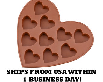 Heart shapes Silicone Chocolate Candy Mold USA SHIPPING Valentine&#39;s Day Love Wedding, Hard Candy Mold, Gummy, Ice Cube