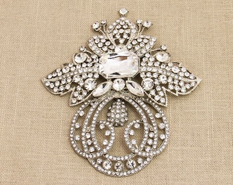 Large Wedding Brooch Large Rhinestone Brooch Statement Brooch Wedding Brooch Crystal Brooch Rhinestone Broach Bridal Brooch