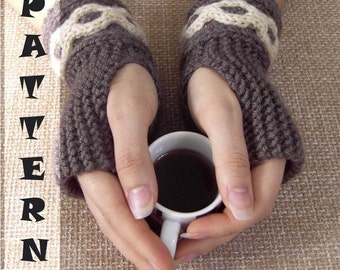 Knitting Pattern for Cable Fingerless Gloves - PDF Pattern for Knitting Gloves