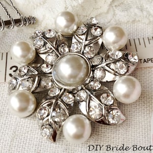 Rhinestone Brooch, Pearl brooch, rhinestone and pearl brooch, crystal and pearl brooch, Bridal Brooch Bouquet Supplies