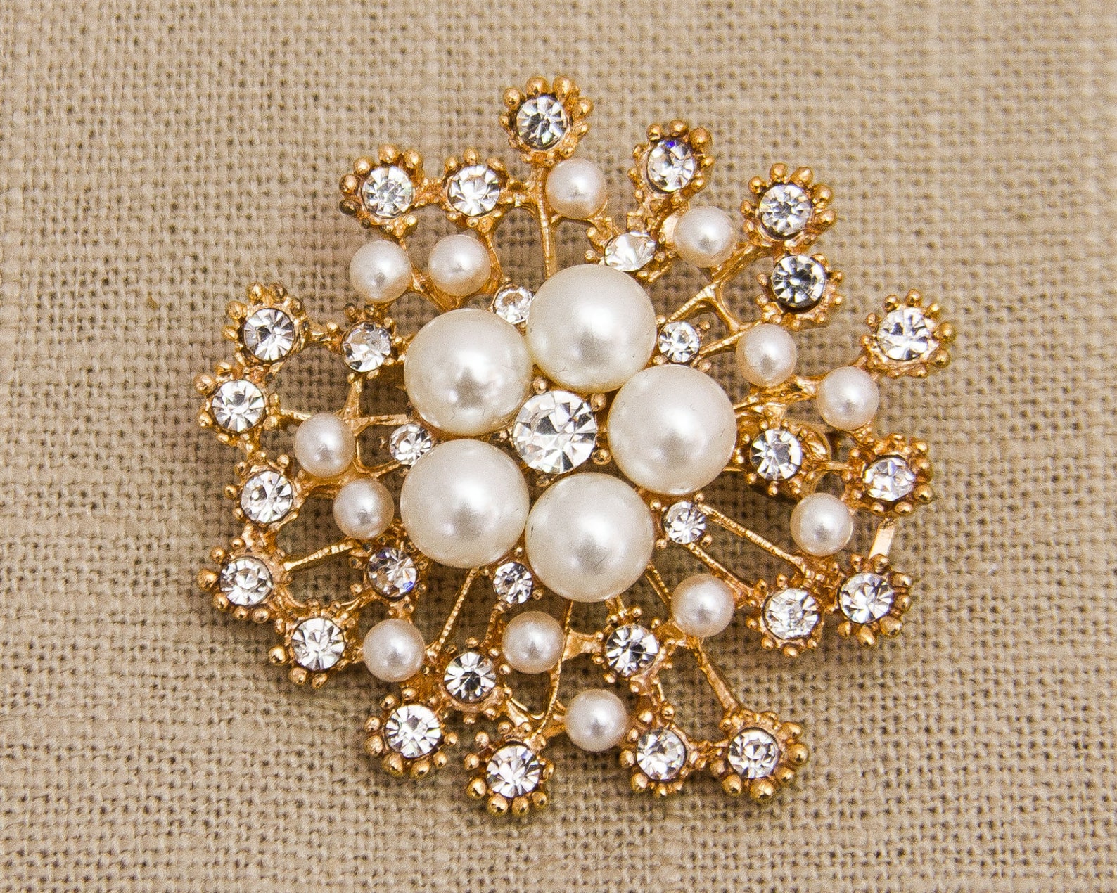 Rose Gold Rhinestone Brooch Crystal Brooch Rose Gold Brooch Etsy