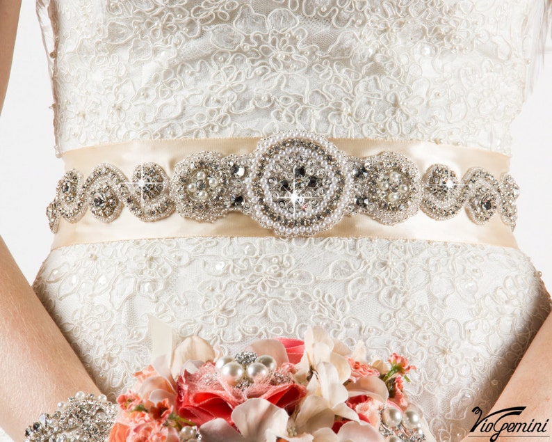 Rhinestone applique, ART DECO crystal applique, wedding applique, beaded patch for DIY wedding sash, bridal accessories image 4