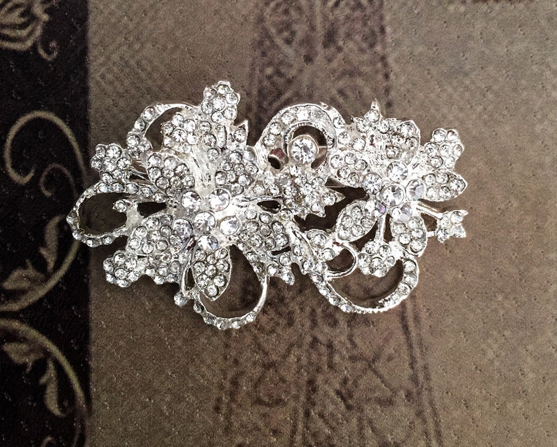 Seven Wolves Women's Austrian Crystal Brooch - Red Flower Bouquet Pin For Wedding & Special Occasions