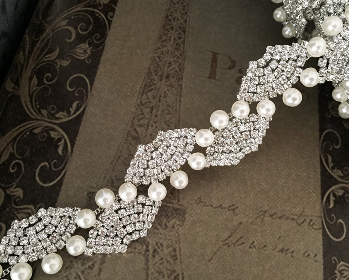12 Rhinestone Trim Rhinestone Chain Pearl Chain - Etsy