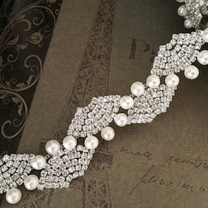 12&quot; Rhinestone Trim, Rhinestone Chain, Pearl Chain, Rhinestone Trimming, Crystal Trim, Pearl Trim, Wedding Cake Decoration - By the FOOT