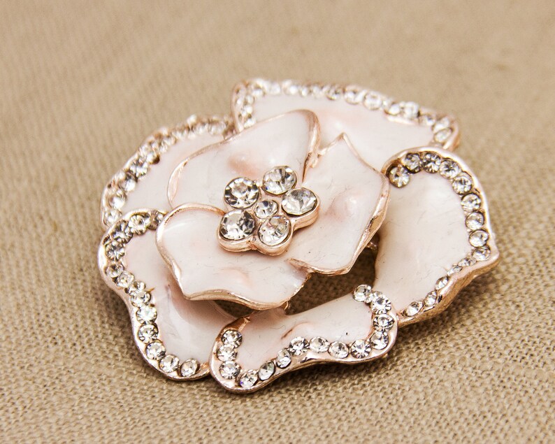 Rose Gold Wedding Brooch Rhinestone Brooch Crystal Brooch Etsy