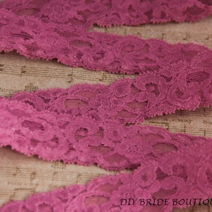 1 3/4 Purple Stretch Lace, Elastic Lace, Stretch Lace trim, Elastic lace for headbands 10 yards