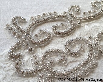 Rhinestone applique, crystal applique, wedding sash applique